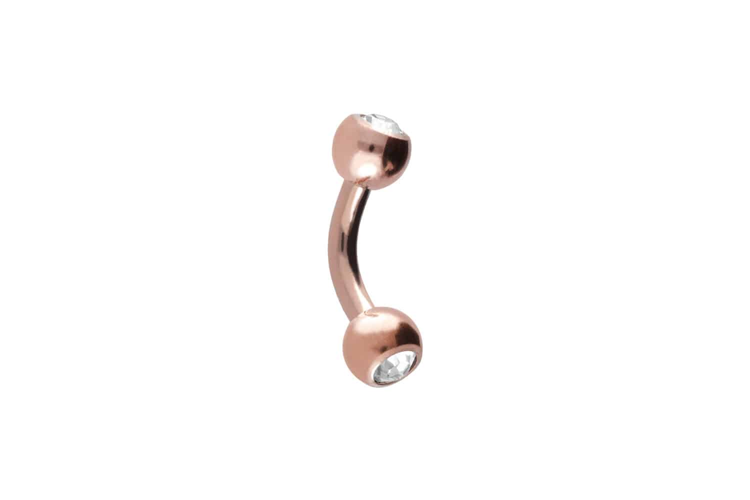 Chirurgenstahl Piercing Banane ZWEI KRISTALLE